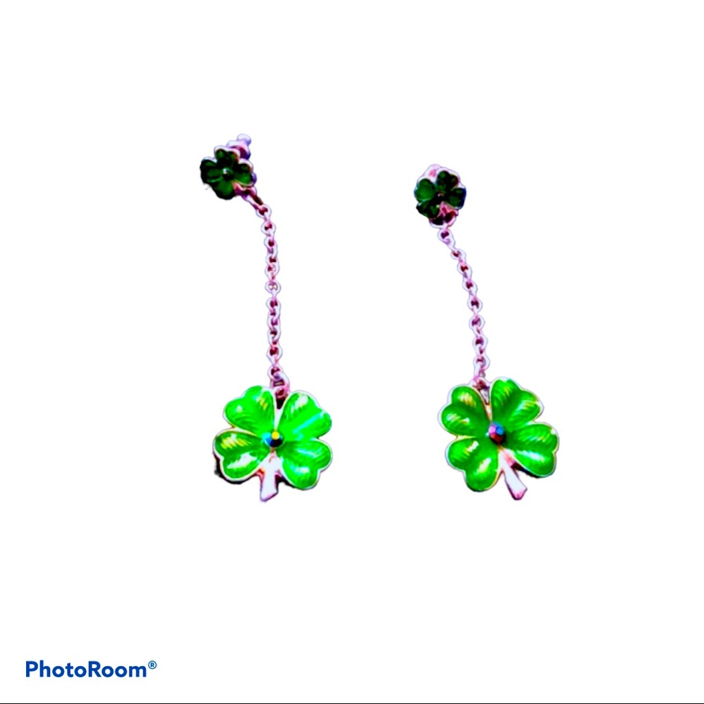 Green Lucky‎ Clover Shamrock Dangle Grandmacore Earrings